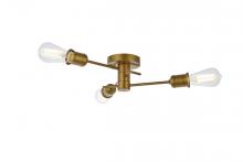 Elegant LD7049F18BR - Xavier 3 lights flush mount in brass