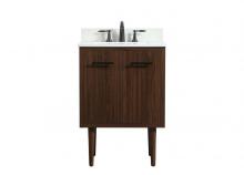 Elegant VF48024MWT-BS - 24 Inch Single Bathroom Vanity in Walnut with Backsplash