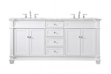 Elegant VF50072DWH - 72 Inch Double Bathroom Vanity Set in White