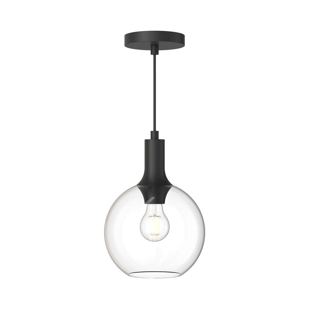 Castilla 8-in Clear Glass/Matte Black 1 Light Pendant