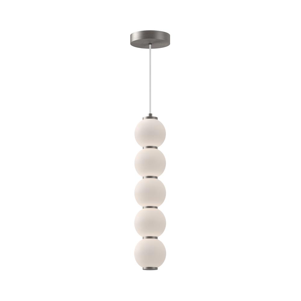 Bijou 5-in Brushed Nickel/Opal Matte Glass LED Pendant