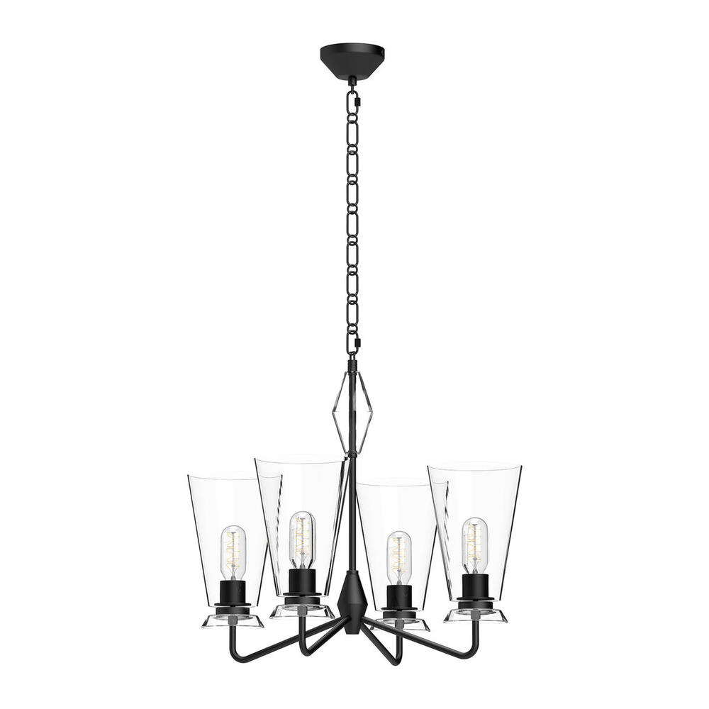 Salem 23-in Clear Glass/Matte Black 4 Lights Chandeliers