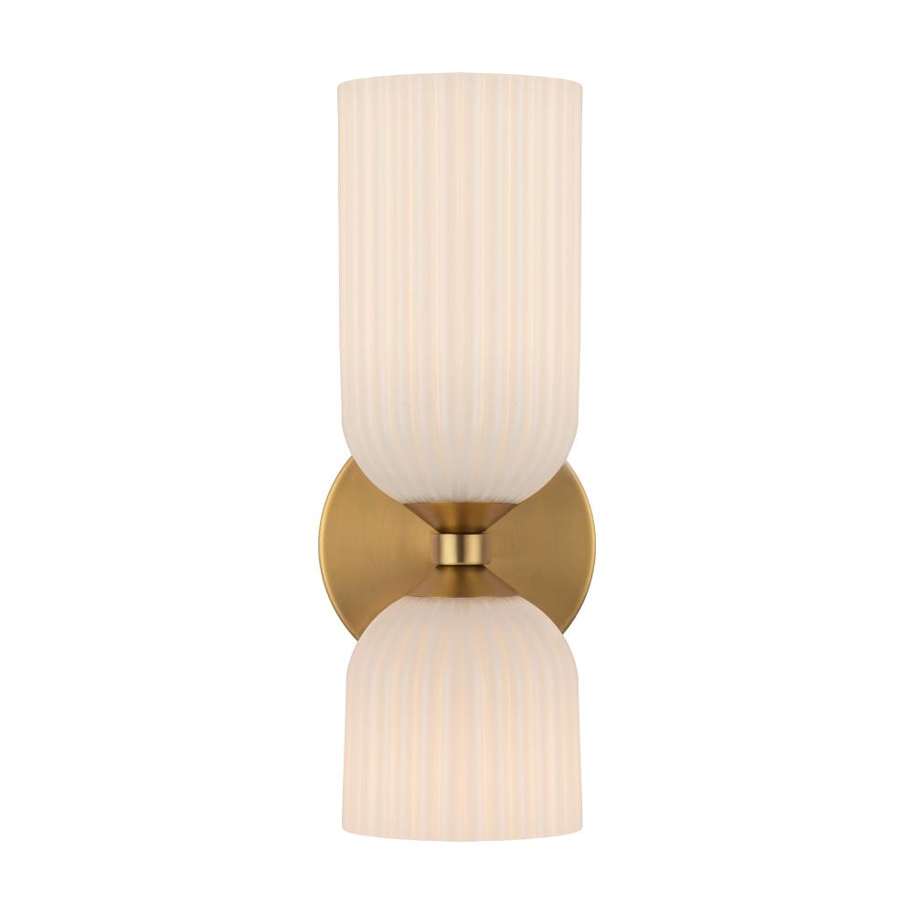 Nelly 12-in Brushed Gold/Glossy Ribbed Opal Glass Socket Wall/Vanity Light