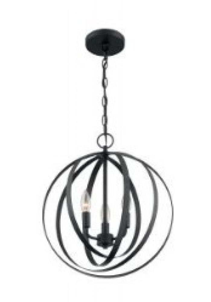 Pendleton - 3 Light Pendant with- Matte Black Finish