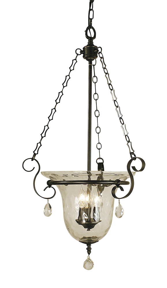 3-Light Mahogany Bronze Carcassonne Foyer Chandelier