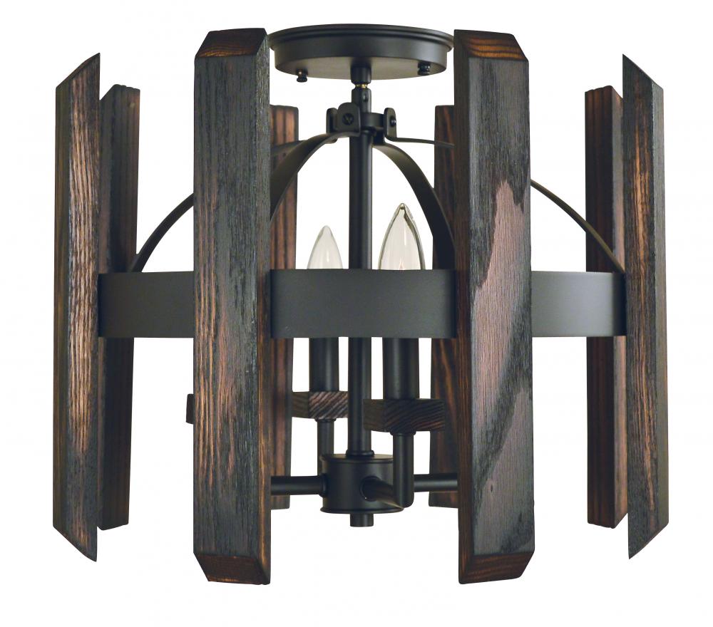 4-Light Matte Black Modern Farmhouse Flush / Semi-Flush Mount