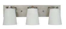 Framburg 4853 SP/PN/WH - 3-Light Satin Pewter/Polished Nickel/White Glass Mercer Bath Sconce