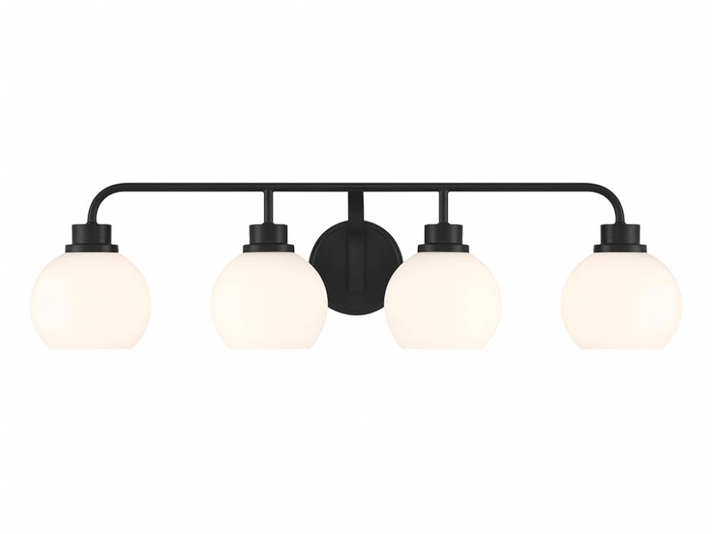 4-Light Bathroom Vanity Light in Matte Black