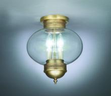 Northeast Lantern 2044-AB-LT2-CSG - Onion Flush No Cage Antique Brass 2 Candelabra Sockets Clear Seedy Glass