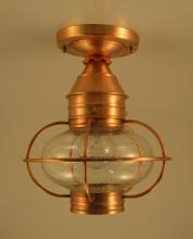 Northeast Lantern 2524-AB-MED-CSG - Caged Onion Flush Antique Brass Medium Base Socket Clear Seedy Glass
