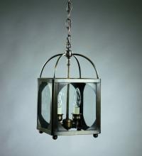 Northeast Lantern 6812-VG-LT2-CLR - Square Corners Hanging Verdi Gris 2 Candelabra Sockets Clear Glass