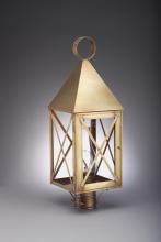 Northeast Lantern 7053-VG-LT3-CLR - Pyramid Top X-Bars Post Verdi Gris 3 Candelabra Sockets Clear Glass