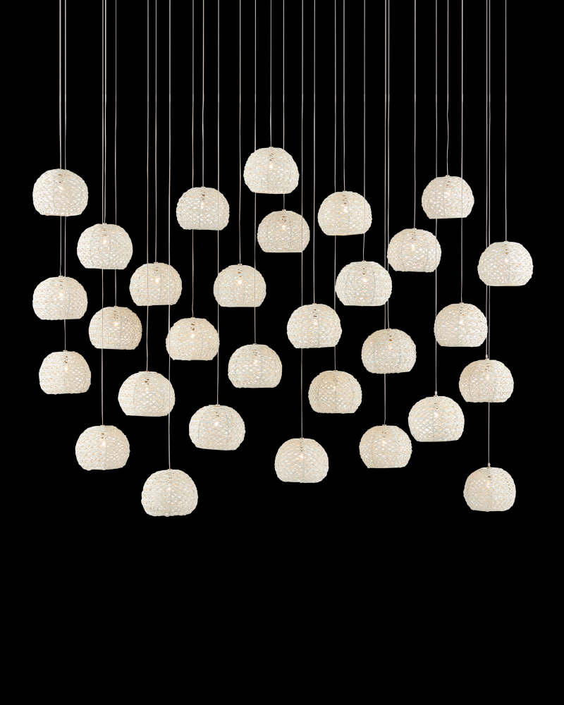 Piero White 30-Light Linear Multi-Drop Pendant